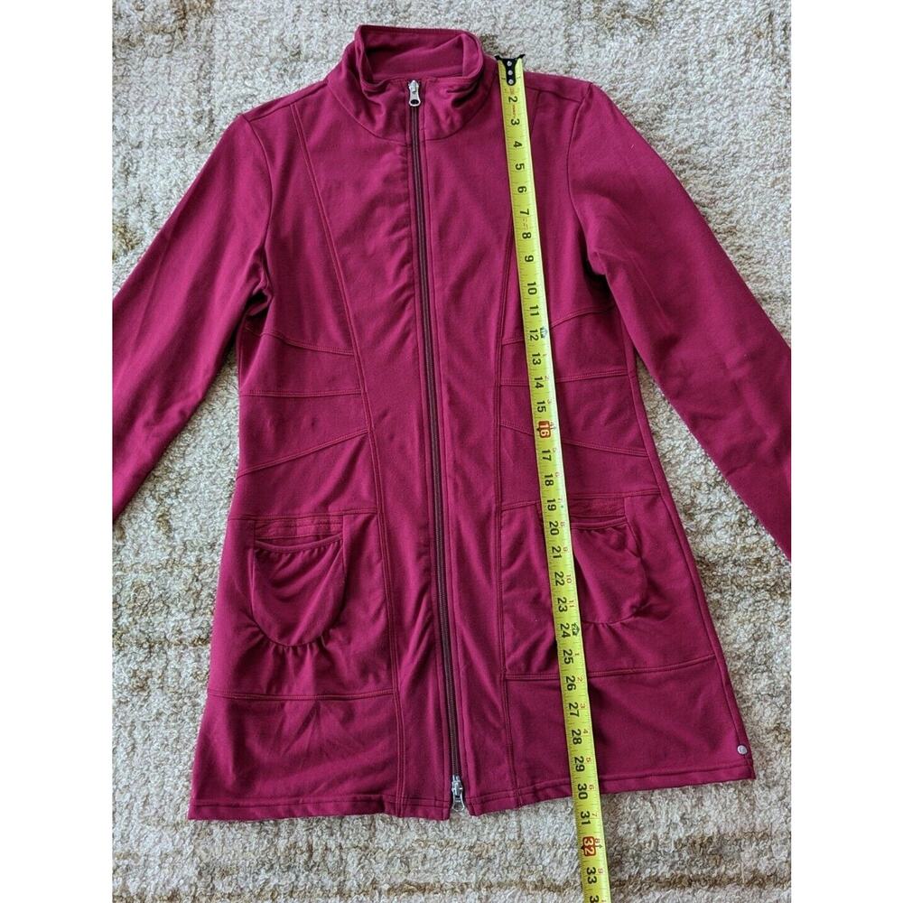 Neon Buddha Burgundy Red Women's Small Full 2-Way Zip Soft Knit Longline Jacket - Picture 5 of 6